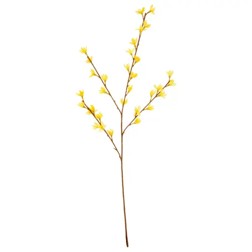 Une solution pratique pour l’extérieur：Tige de forsythia artificiel jaune à 3 rameaux - 76 cm