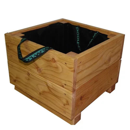Extérieur loisirs：Jardinière coloris beige en bois huilé certifiée FSC® - 36 x 36 x 28,5 cm