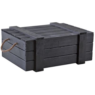 Coffre en bois peint noir