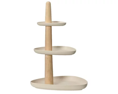 Pour votre confort au jardin：Serviteur 3 plateaux coloris marron en fibre de bambou - 45 x 35 x 30 cm