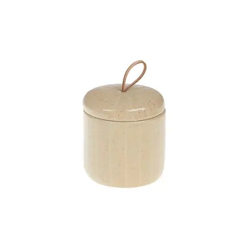 Pour embellir le jardin：Boîte décorative en céramique beige Chris - 13 x 12,5 x 16,5 cm