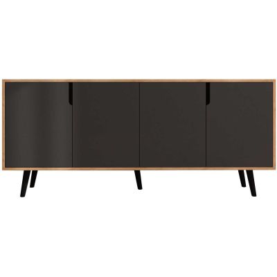 Buffet 4 portes en aggloméré Latina Modern (Anthracite et chêne)