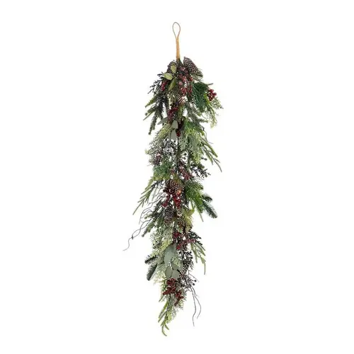 Le choix pour le jardin：Chute de feuillage vert et pommes de pin bordeaux Bodi - 110 x 18 x 10 cm