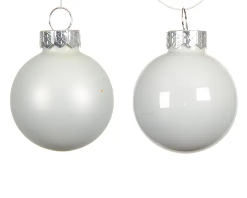 Vie au jardin：Ensemble de 20 boules en verre émaillé et mat blanc d’hiver - Ø 6 cm