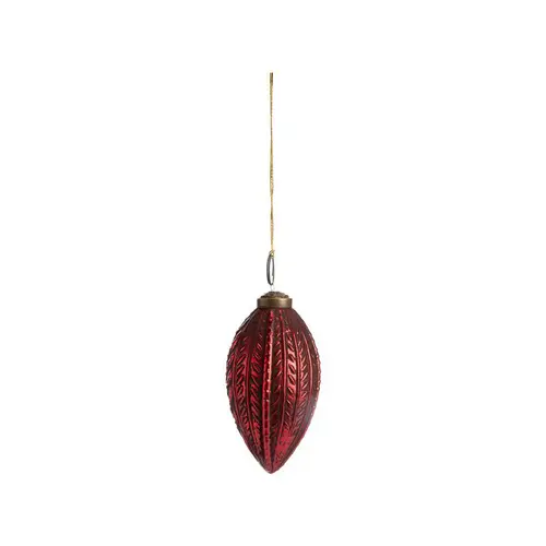 Pour embellir vos extérieurs：Boule conique décorée en verre et métal rouge - 10 x 5 cm