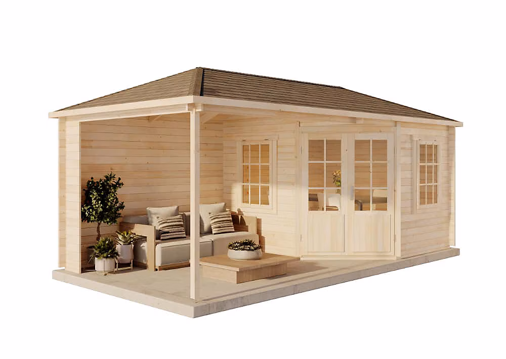Abri de jardin pentagonal Moselle Alpholz – 61 × 32m dim ext (cas échéant incl débord de toit) naturel, 40mm, 19, 5m² superficie total