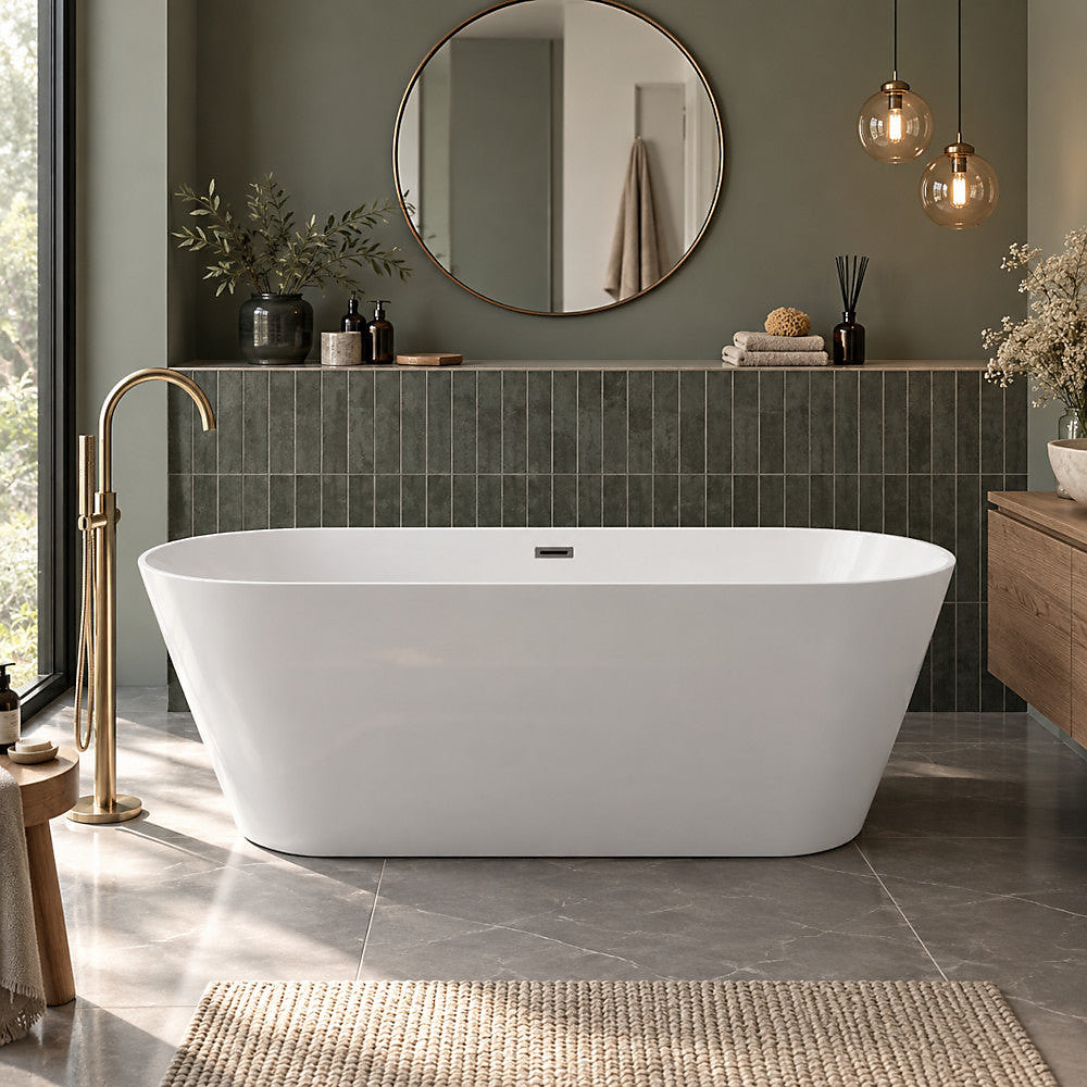 Baignoire îlot design ovale FINDLAY blanche 149 cm – Réf. RQUQHUJGK7865370973