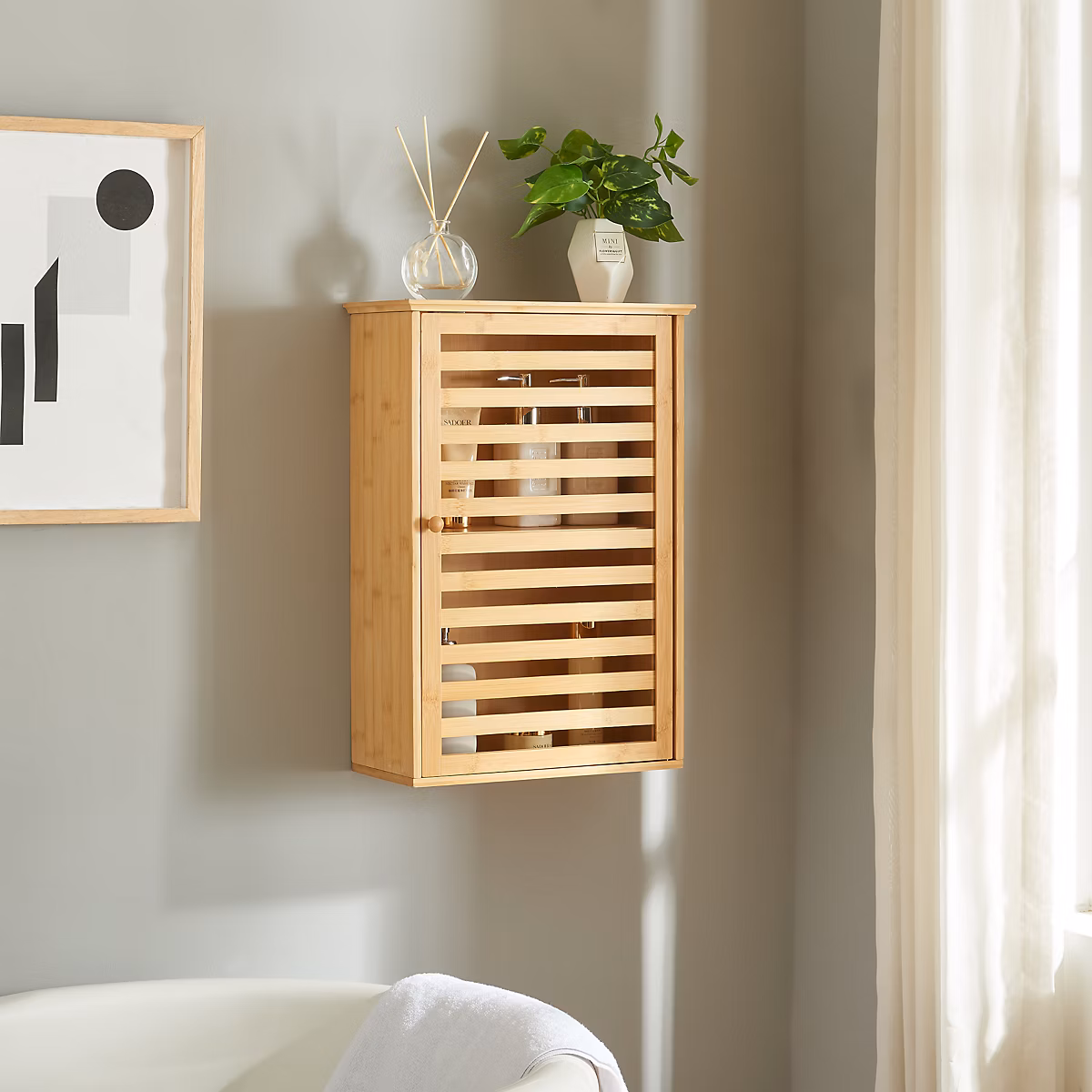 Armoire murale de salle de bain Järfälla bambou 55 × 37 × 16 cm naturel en.casa