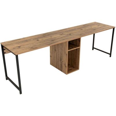 Bureau 2 places en aggloméré Twin (Marron, Noir)