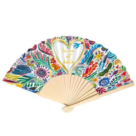 Déco extérieur:Eventail la vie est belle coloris multicolore Cartes d'Art - 23 x 42 cm