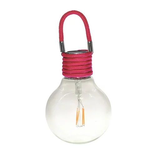 À adopter pour l’extérieur：Suspension solaire Color Swing Framboise à LED blanc chaud H 17 cm