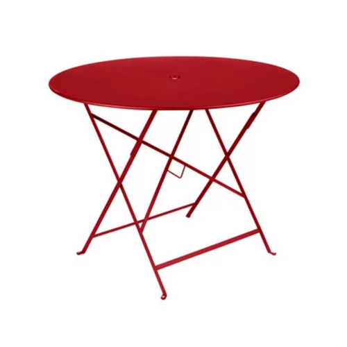 Pour embellir le jardin：Table ronde pliante en acier coloris piment Bistro Fermob - Ø 96 x 74 cm