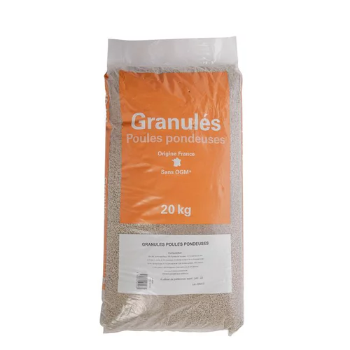 Confort dehors：Aliment Pondeuse Volaille en granulés. Le sac de 20 kg