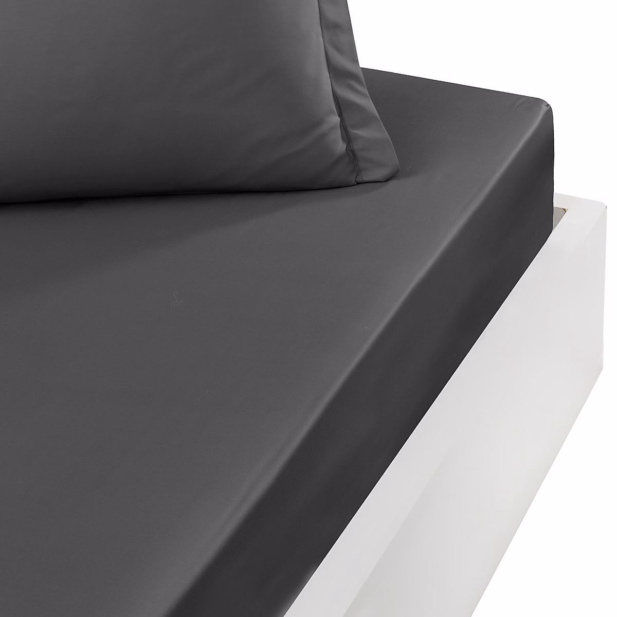 Drap housse bonnet 40 cm en percale coton PLUSAnthracite 80 × 200 cm SOFT PERCALE