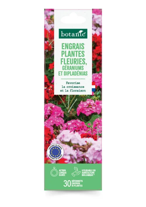 Esprit jardin：Engrais géraniums, dipladénias et fleurs en boîte botanic® - 30 bâtonnets