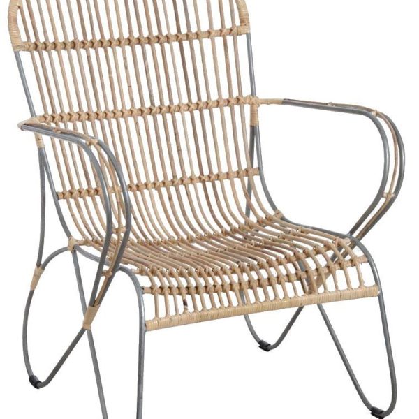 Fauteuil en métal et rotin naturel