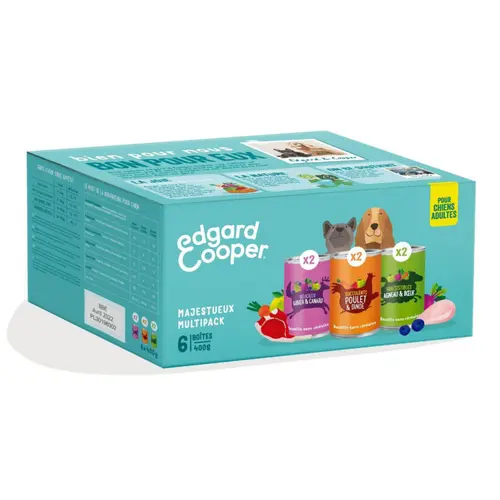 Sélection utile：Pâtée pour chien adulte au poulet, gibier, agneau multipack ans céréales Edgard & Cooper - 6 x 400 g