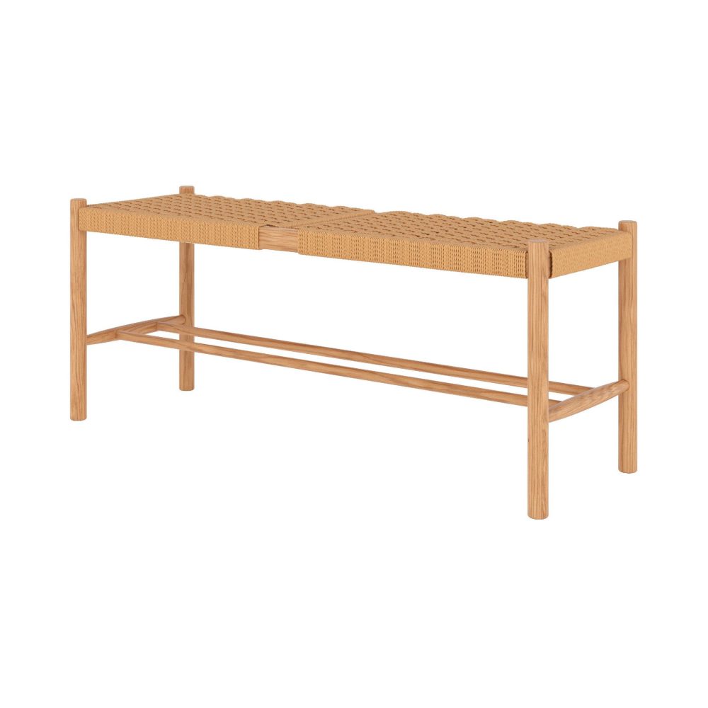 MAISON PAVANE Banc 2 places en bois de chêne massif avec tressage kepler