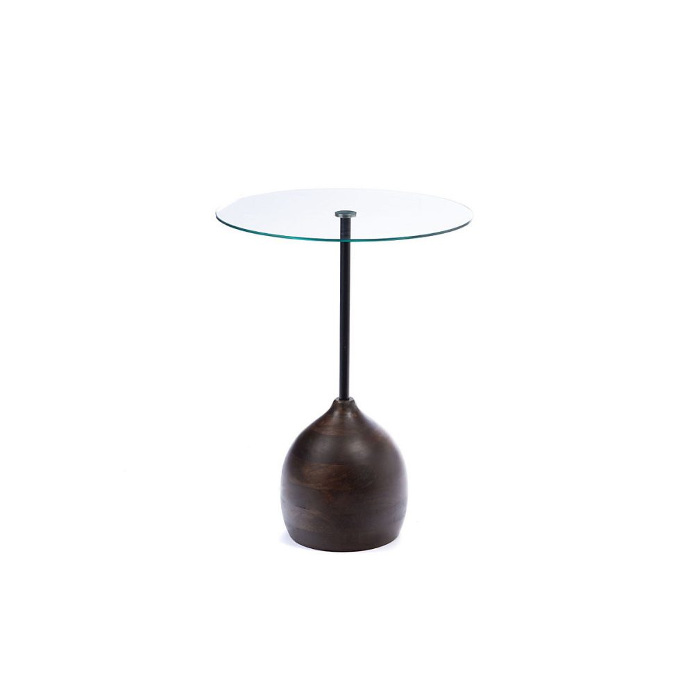 Bout de canapé en manguier et verre D45 – GAIA