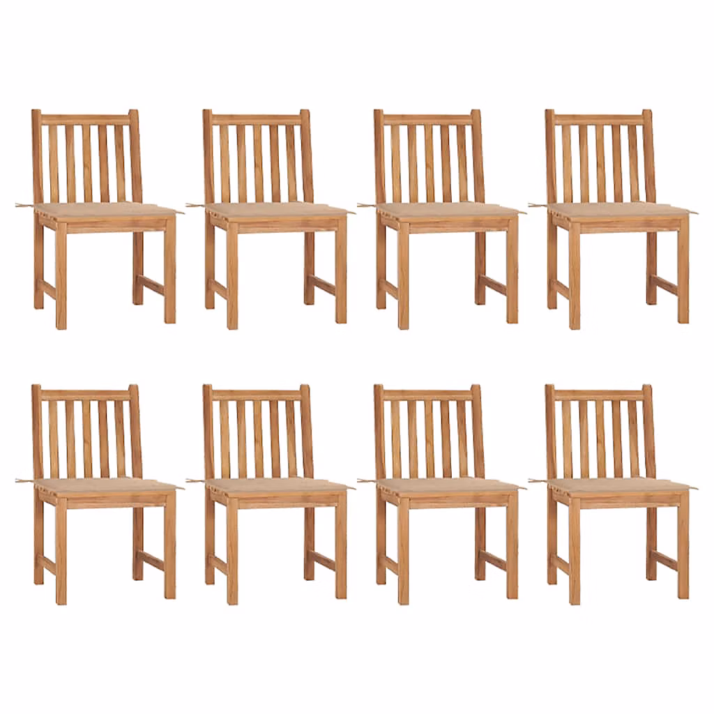 Chaises de jardin avec coussins Bois de teck massif vidaXL – lot de 8