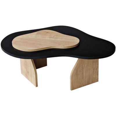 Table basse en aggloméré Melted (Noir, Chêne)