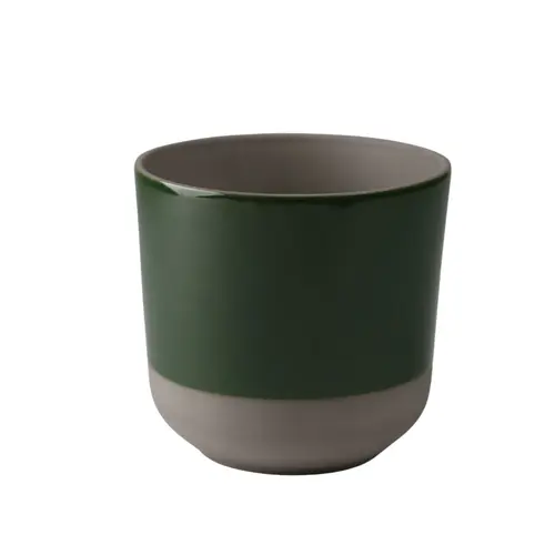 Jardin & pratique:Cache-pot coloris vert en céramique Sandstone - Ø 25 x 23,8 cm
