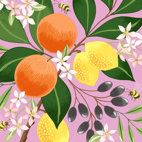 Loisirs au jardin:Serviettes en papier 3 plis motif multicolore Exotic fruits x 20 - 33 x 33 cm