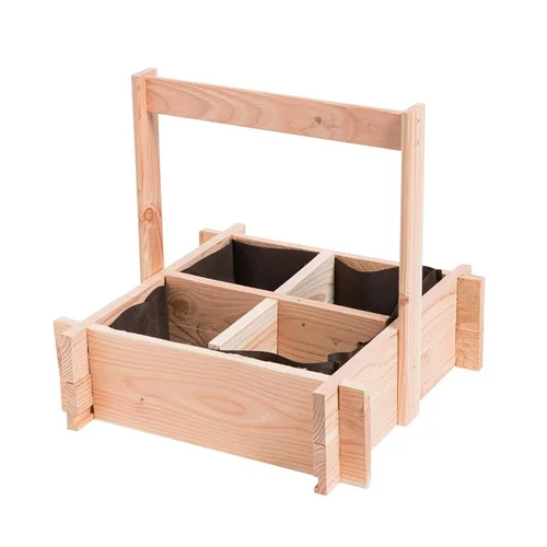 L’allié du jardin:Panier potager 4 cases avec anse et feutre géotextile botanic® - 52 x 52 x 16 cm