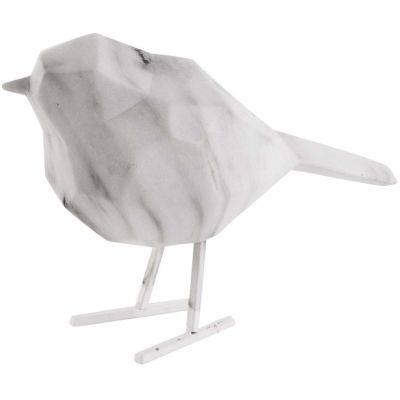 Oiseau en résine blanc effet marbre Origami (Petit modèle)