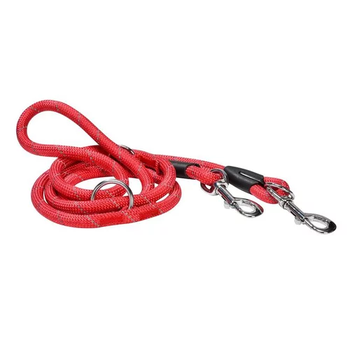 Pour les espaces verts:Laisse pour chien coloris rouge en nylon rond Bobby Walk 3 positions – Taille unique