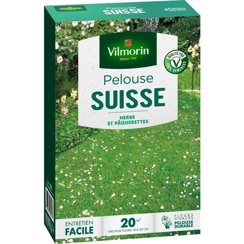 Jardin essentiel：Graines de gazon à semer pelouse suisse Vilmorin - 500 g