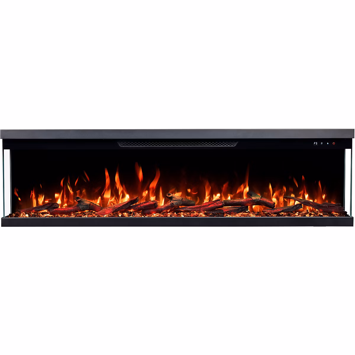 Cheminée électrique à 3 côtés Emotion Flame Unity 107 – murale ou encastrable, 107 × 19 × 36 cm, cheminée LED, 900/1800 W