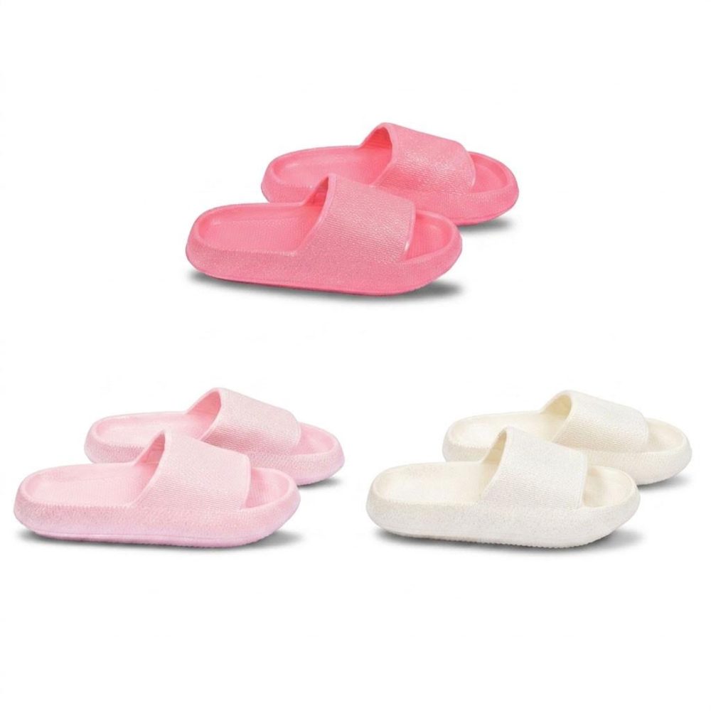 OZABI OZABI Pack 3 Claquettes Fille Glitter Paillettes | Beige Rose