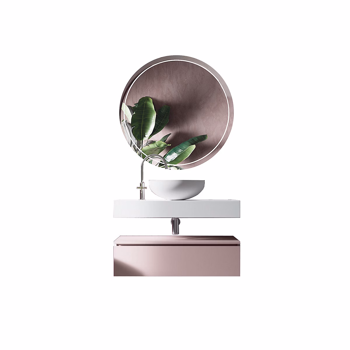 Ensemble de salle de bain 4 pièces ASTRA blanc/rose – Réf. RQZBLDEGU9993784131