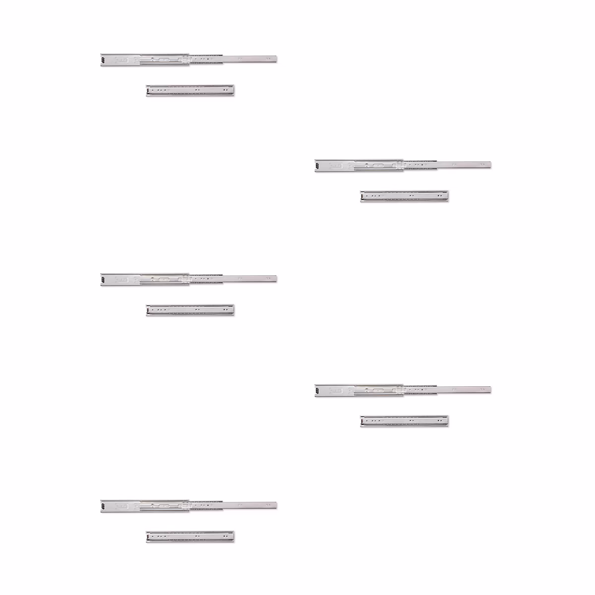 Emuca Lot de 5 jeux de coulisses pour tiroirs – roulement à billes, hauteur 45mm, profondeur 300mm, sortie totale, zingué