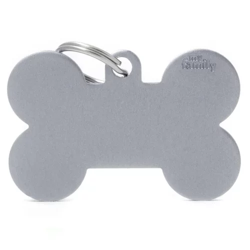 Jardin & confort：Médaille basic os XL pour chien en aluminium gris