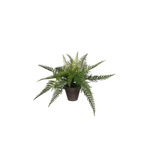 Univers jardin：Fougère verte artificielle en pot Stan gris H 38 x Ø 50 cm