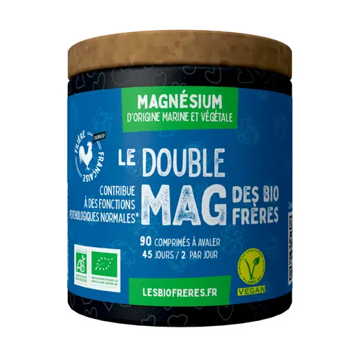 Nature au jardin:Magnésium d’origine marine et végétale bio Les bio frères Le double Mag - 90 comprimés