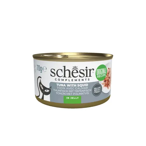 Jardin et confort:Alimentation humide pour chat thon calmars gelée Schesir - 70 g