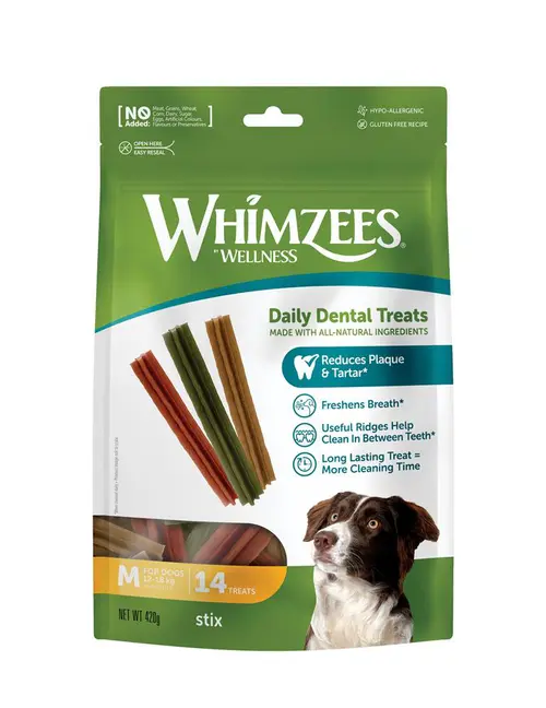Au service de vos extérieurs：Friandise pour chien Whimzees Stix M en sachet de 420 gr
