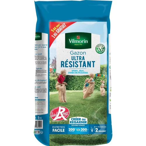Style extérieur:Graines de gazon à semer ultra résistant Label Rouge Vilmorin - Le sac de 5 kg