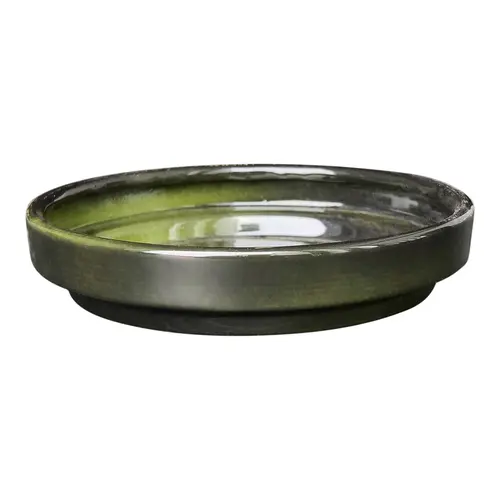 Espace vert utile：Soucoupe ronde en métal recyclé coloris vert algue vif Upcycle Conique - Ø 13,5 x H 2,75 cm