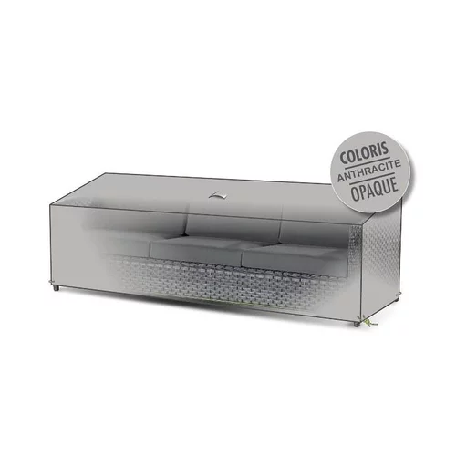 Autour du jardin:Housse canapé 3 places opaque de coloris anthracite en polyester