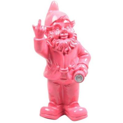 Nain de jardin en résine F*ck avec éclairage solaire 16 x 12 x 31 cm (Fuchsia)