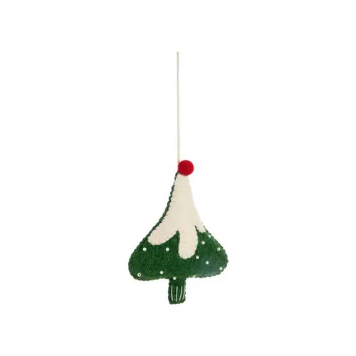 Pratique pour le jardin：Décoration à suspendre sapin en feutrine verte et blanche - 4 x 5,5 cm