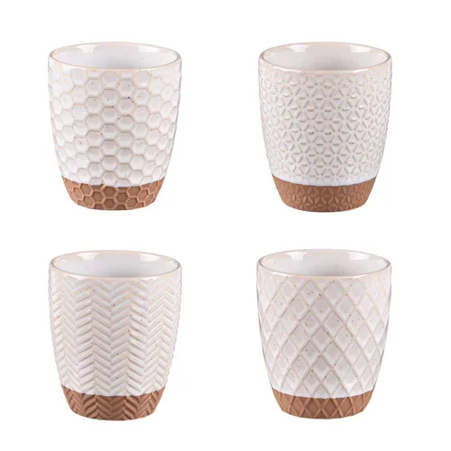 Pour vos projets：Gobelets en grès beige Ø 7 cm Coffret Jaspe x 4 - 20 cl