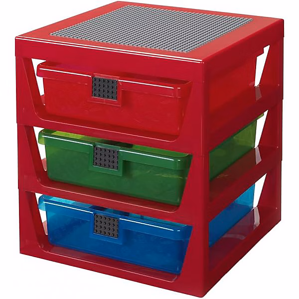 Boîte de rangement 3 tiroirs personnalisables Lego – Rouge