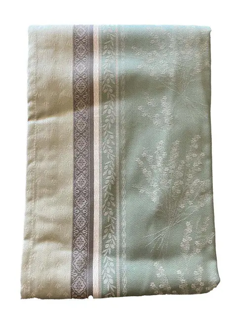 Pour embellir le jardin：Nappe en coton vert sauge et bleu Olea - 150 x 250 cm