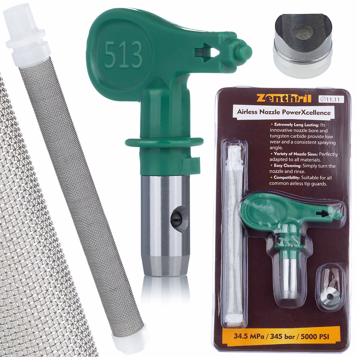 Buse de Pulvérisation Airless 513 – Jet 25 cm, Filtre 60 Mesh Inclus, Haute Précision, Série PowerXcellence