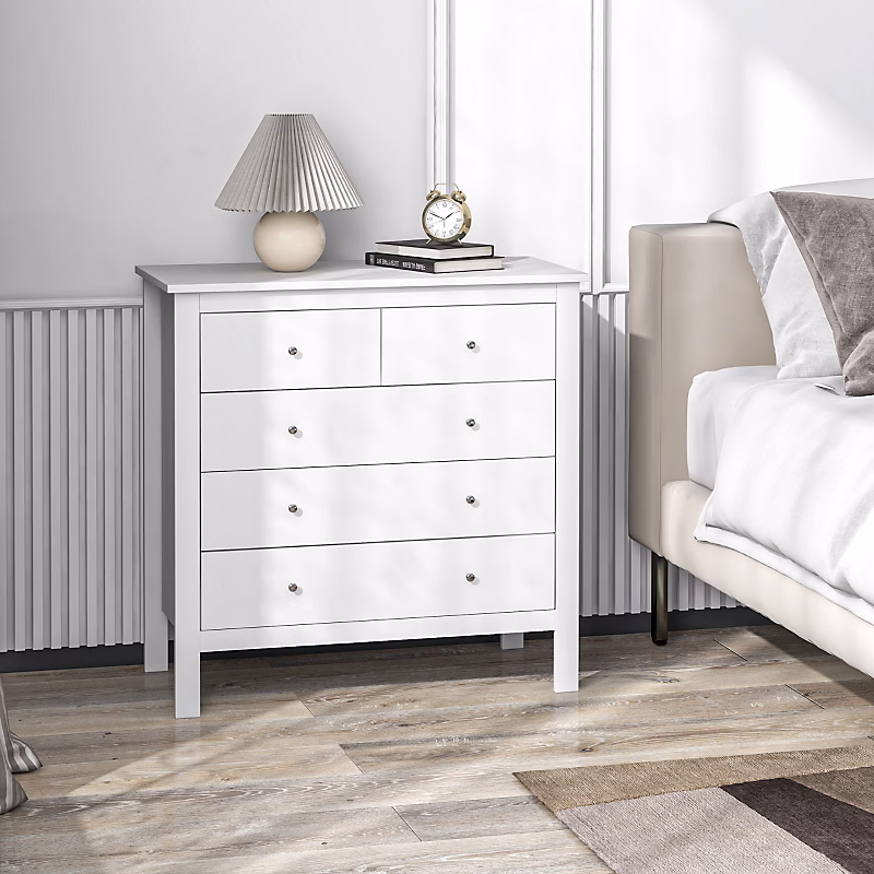 Commode/Buffet 79 × 39 – 5 × 80,5 cm, Ouverture/fermeture silencieuse avec protection anti-basculement, Blanc